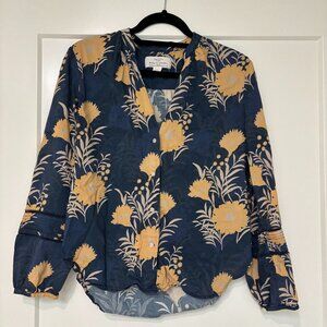 Trovata Birds of Paradis Navy & Gold Floral Top
